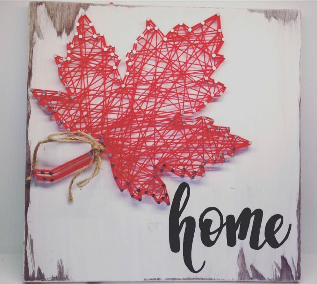 string art maple leaf
